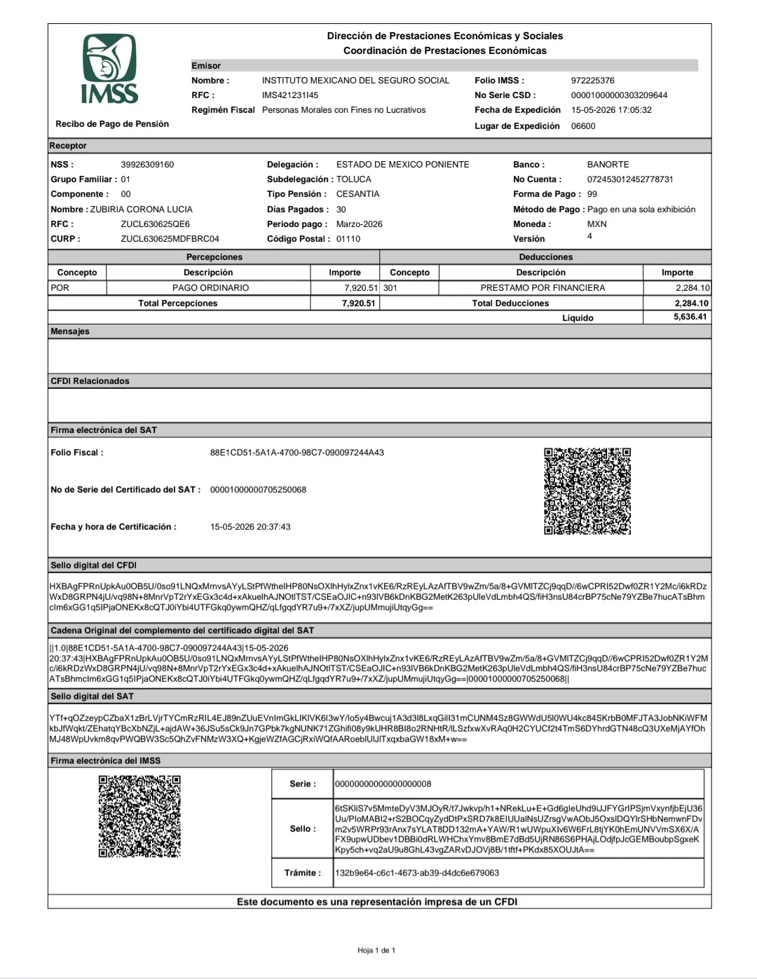 Pantalla cfdi imss — ejemplo 1