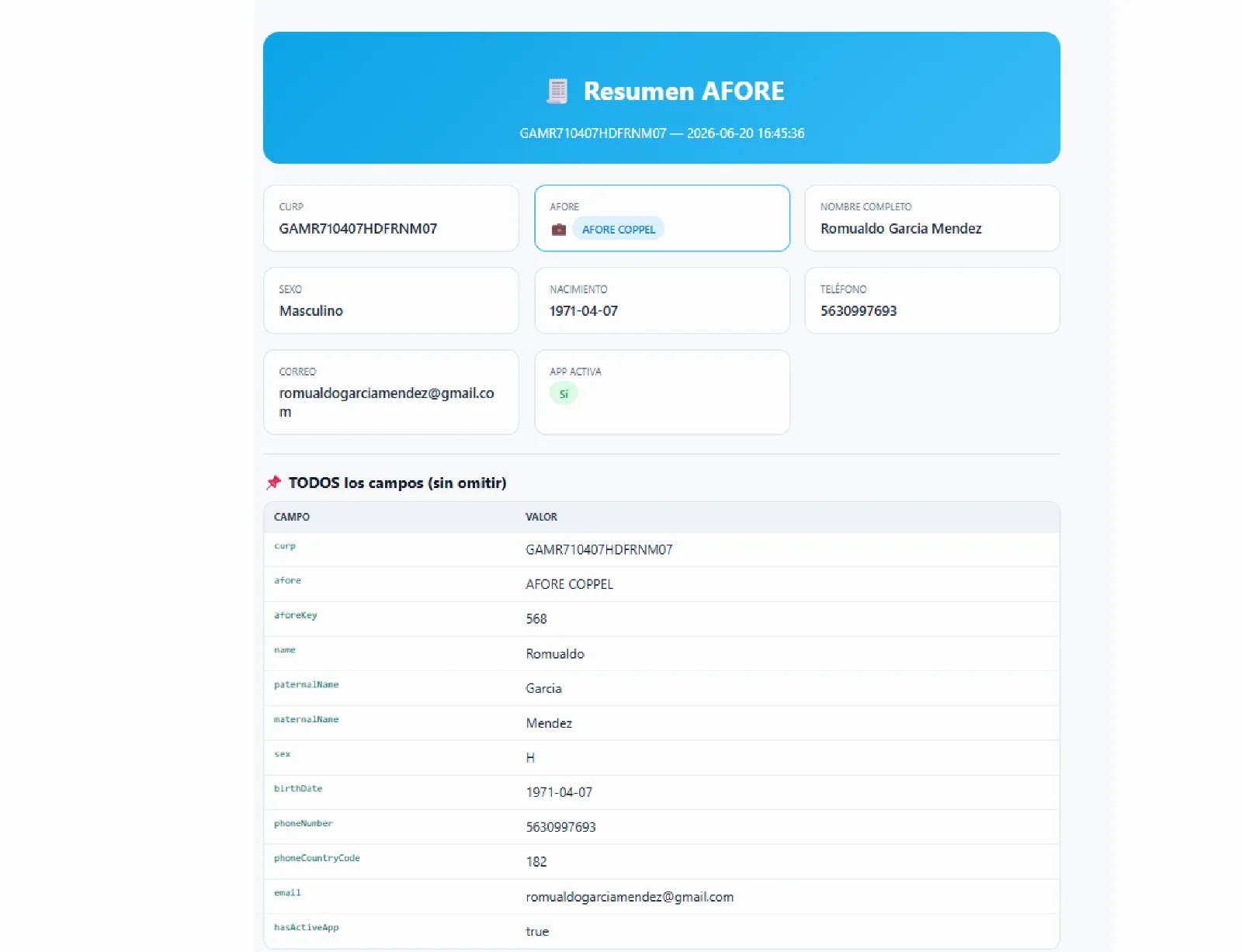 Afore detallado en pdf (localizacion) — ejemplo 1