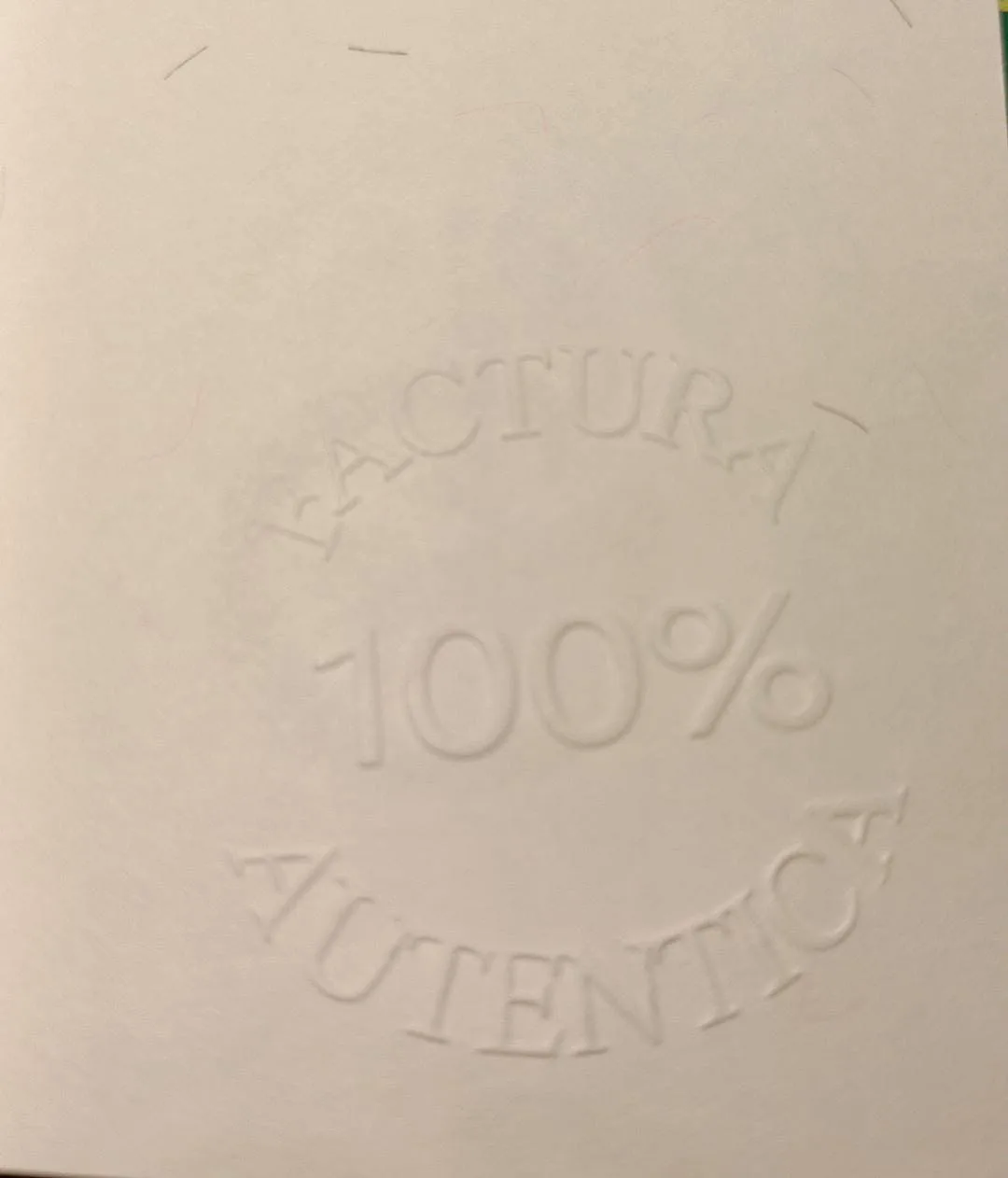 Papel seguridad factura autentica relieve