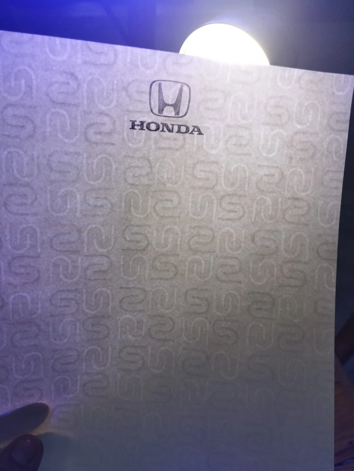 Papel seguridad honda - papel seguridad